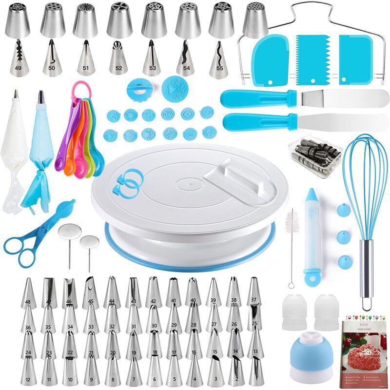 

Набор для украшения торта: Поворотный стол, насадки и инструменты для выпечки для начинающих, 137 предметов