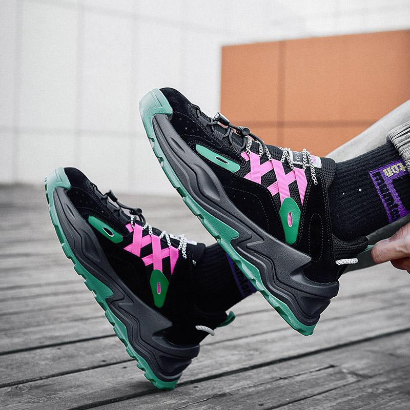 Pánské ležérní tenisky se zvýšenou podrážkou se zvýšenou prodyšností šněrovací běžecké boty