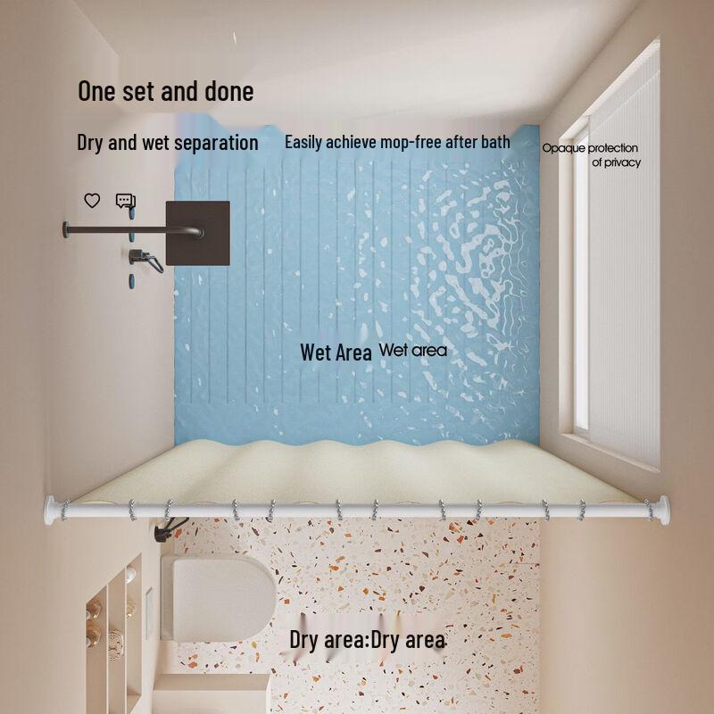 Yicang No-Drill Waterproof Shower Curtain Set