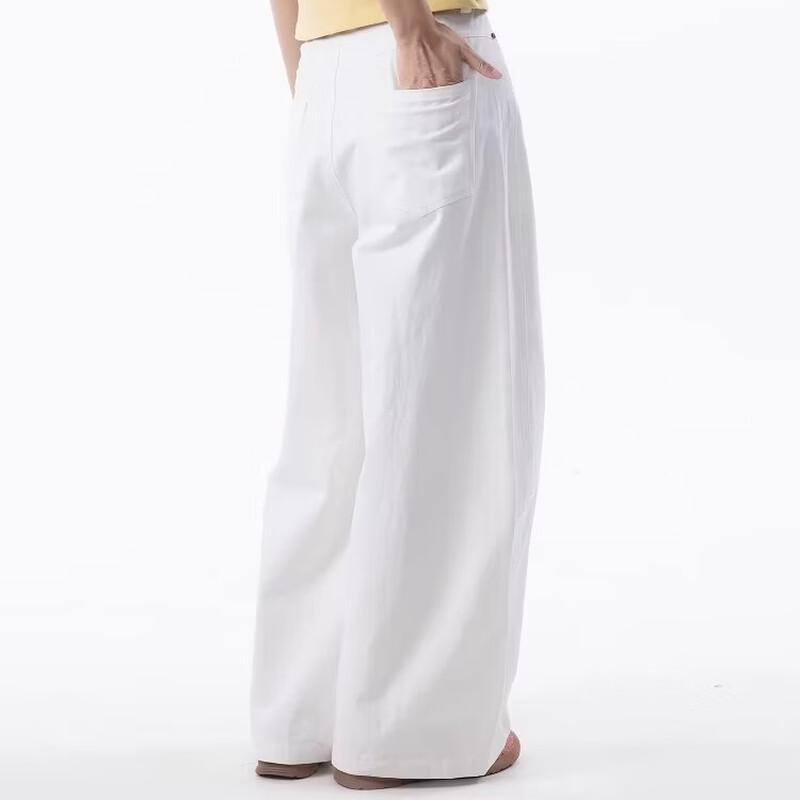 OWOX Women's Loose Straight-Leg Curved Cut Cotton Wide-Leg Pants