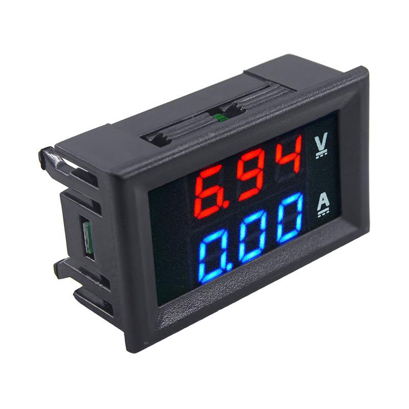 Digital LED DC Current Voltage Meter, Dual Display: 0-100V/200V, 10A/50A/100A Ammeter