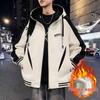Men's Winter Fleece-Lined Hooded Baseball Jacket - Loose Fit, Plus Size Trend.