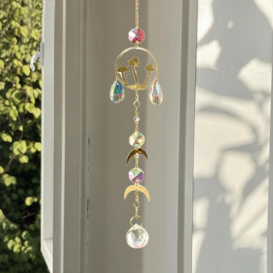 Faux Crystal Sun Catcher Decoration Butterfly Mushroom Moon Star Sun Hanging Ornament Indoor Outdoor Home Office Garden Window Hanging Pendant