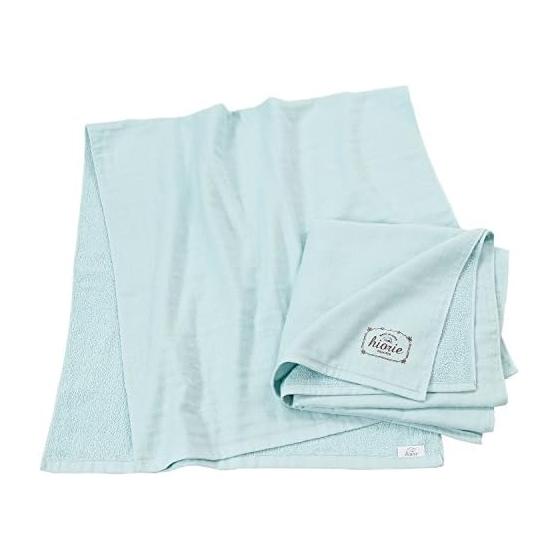 hiorie Japanese Bath Towel Natural Gauze Towel Set of 2 Ice Blue Senshu Towel