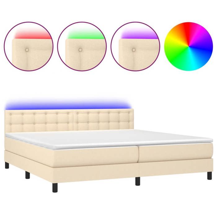 Maison Exclusive - Sommier à lattes de lit et matelas et LED Crème 200x200cm Tissu