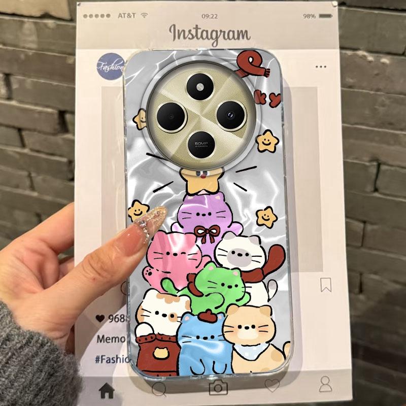 Cartoon Cat Love Heart Women Girls Phone Case For Xiaomi Poco X3pro X5 M6 X6 X3 NFC M5s M6 Pro C75 C61 Bumper Fundas Cover