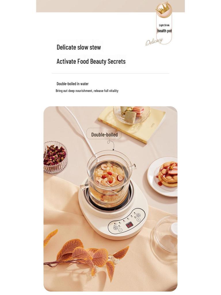 Multi-Functional Single-Serve Health Pot: Glass Tea Brewer & Constant Temperature Water Boiler