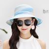 Gradual change Eugen yarn bucket hat flower sunscreen women's big eaves shading breathable hat dome hat women's casual sun hat
