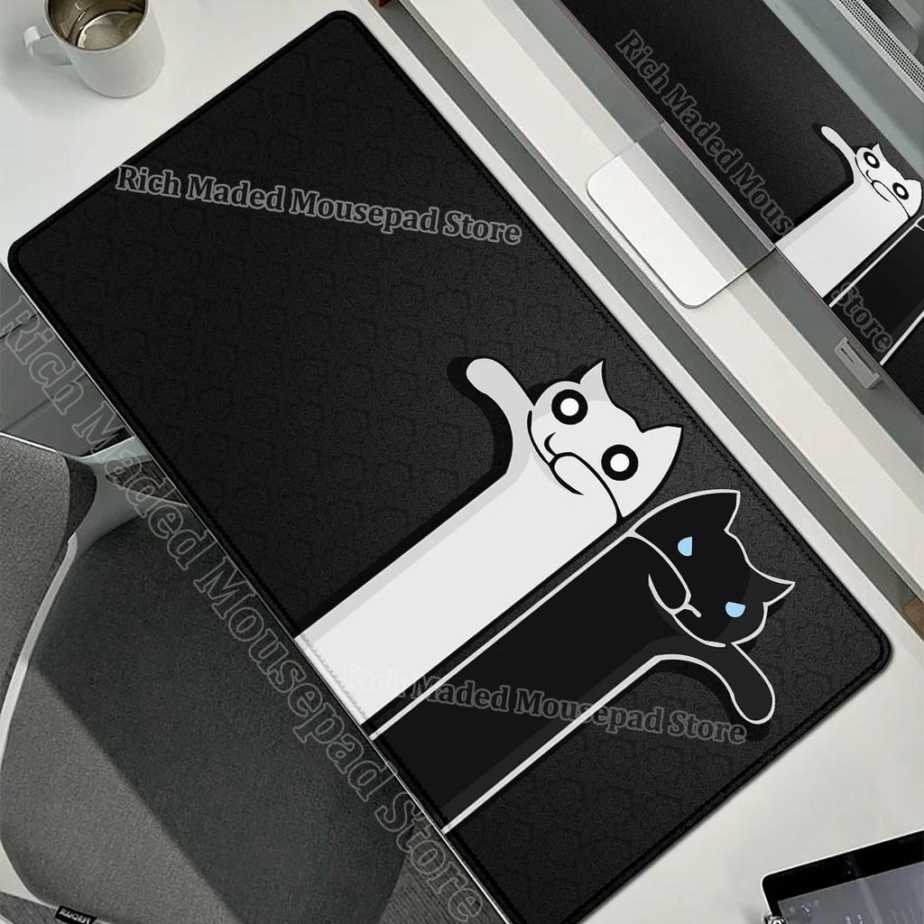 Anime Xxl Mouse Pad Gaming Accessories Funny Black White Cat Keyboard Mousepad Gamer Desk Mat Office Pc Cabinet Mice Pad Carpet