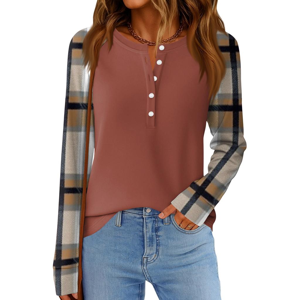 Damenmode Locker Langarm Rundhals Casual Oberteil