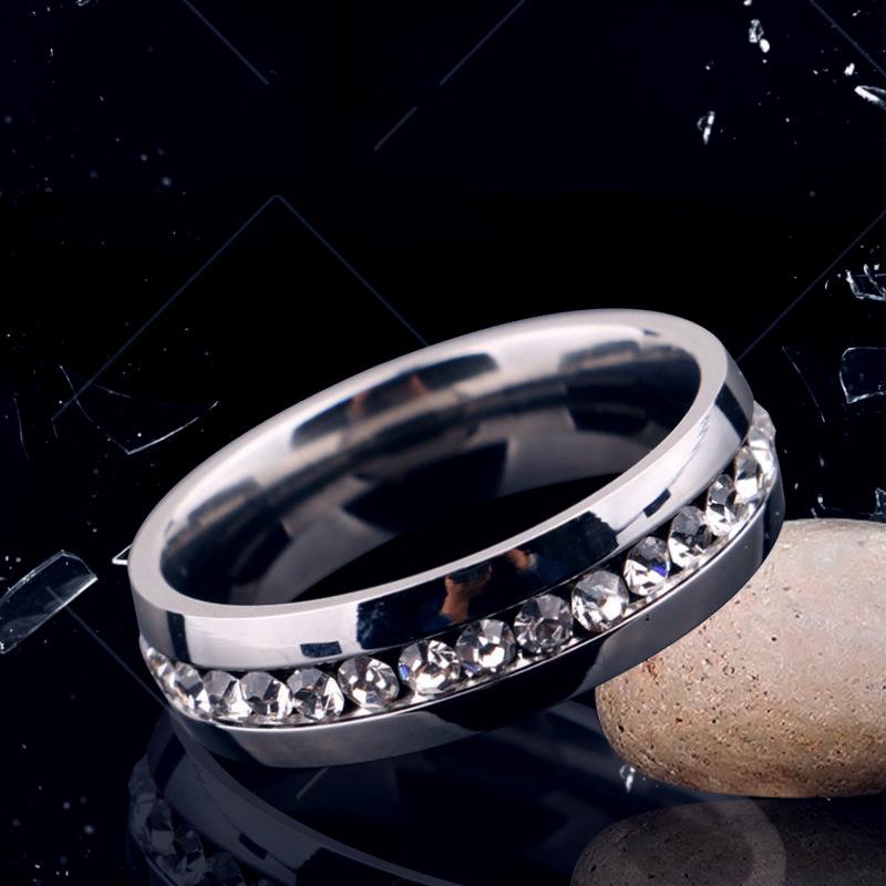 Romantic CZ Stone Couple Wedding Rings for Women Men, Black Color Stainless Steel Bands Engagement , Love Gift