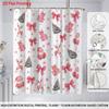 1Pc Pink Merry Christmas Print Waterproof Shower Privacy Hanging Curtain With 12 Hooks Multiple Sizes Machine Washable