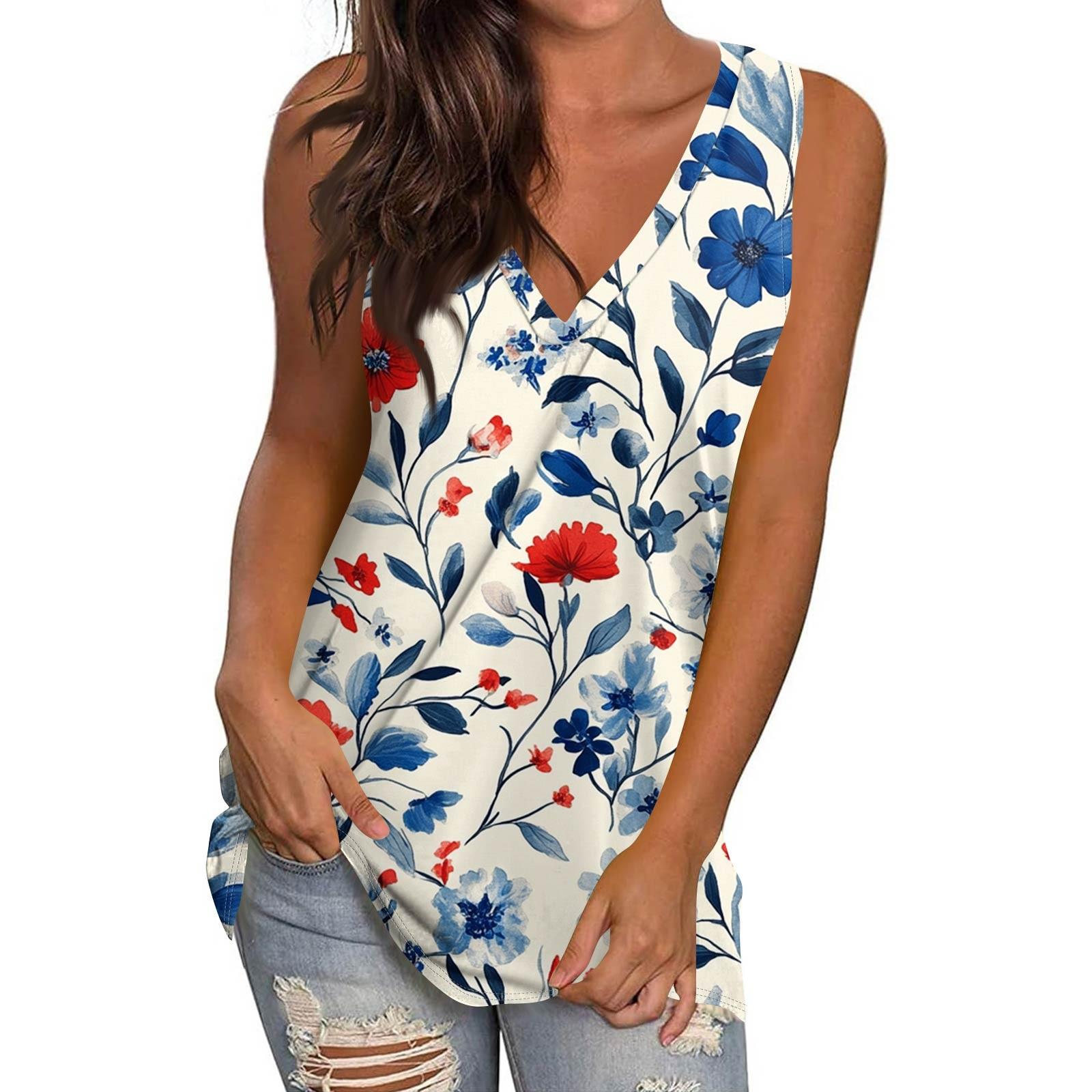 

Жіночий повсякденний модний топ-пуловер без рукавів з V-подібним вирізом, друкована жилетка, футболка S