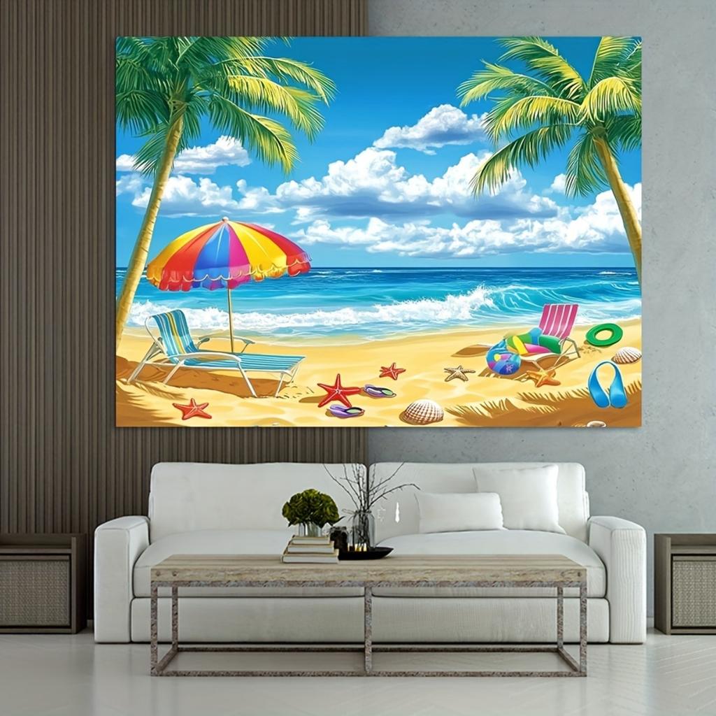 2D plane 1 piece of tropical beach background fabric photo background decorative scene