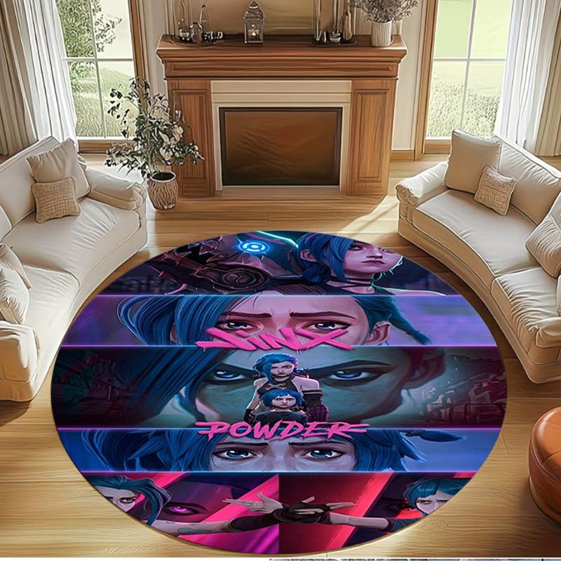 Jinx Print Round Rug, Washable Floor Carpet, For Entryway Dorm Laundry Room Office Study, Home Decor Birthday Christmas Gift