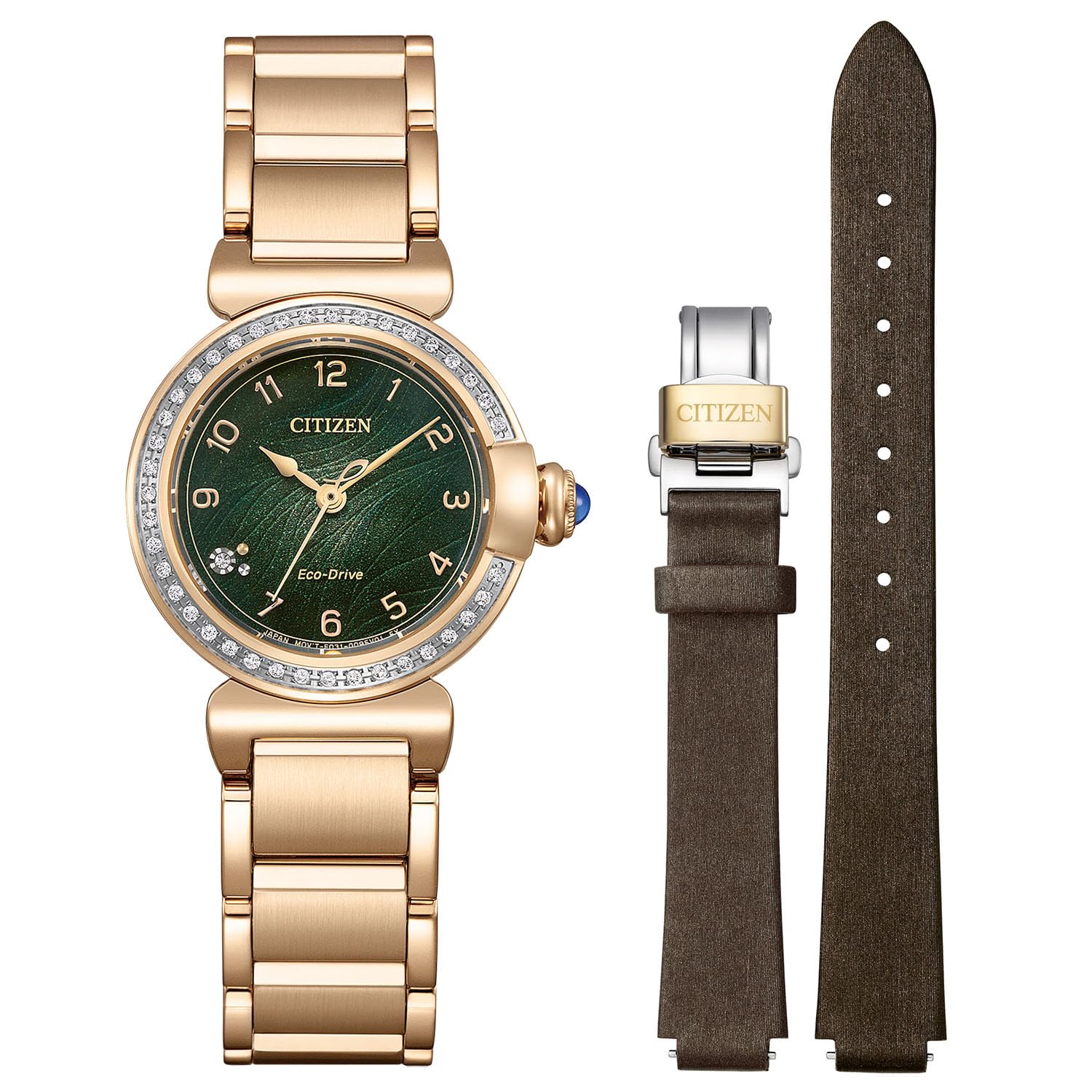 

Photovoltaic Watch Waterproof with Replacement Band Diamond Green ROUND collection Gold [Citizen] Eco-Drive EM1123-62X Women s