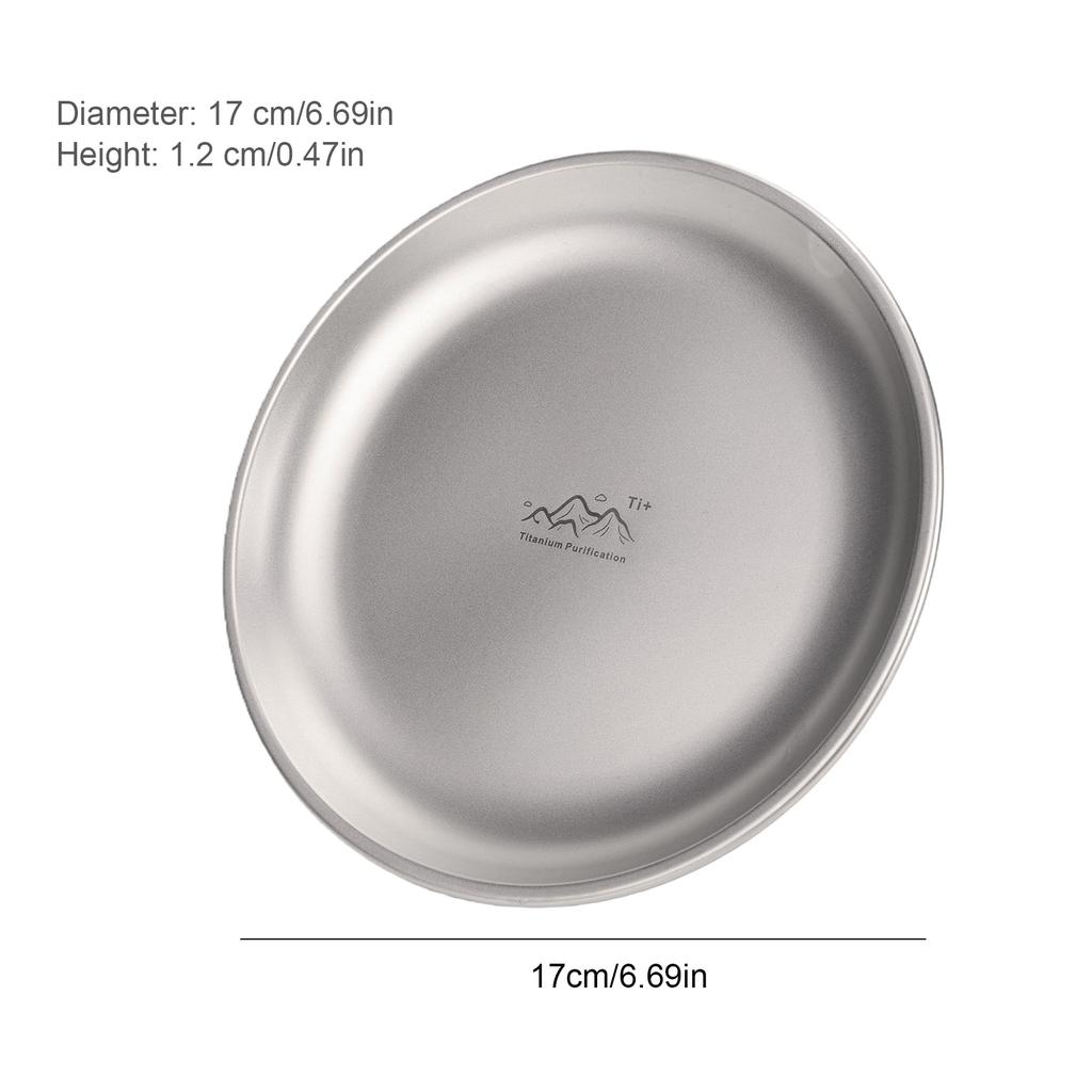 Titanium Purification Plate Ultra Lightweight Portable Safe Circular Dining Plate Hiking Picnic Barbecue Home Outdoor Cookware