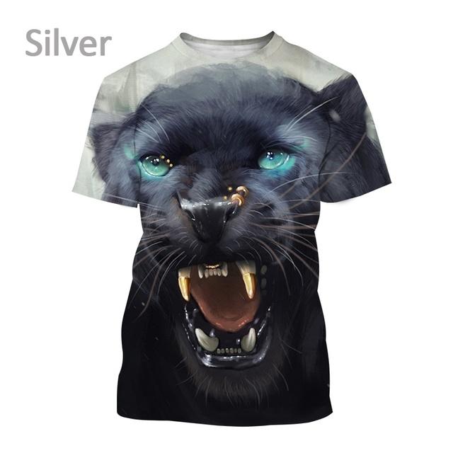 

Новая дышащая футболка с короткими рукавами и пантерой джунглей, Мужская уличная футболка в стиле свирепых животных в стиле хип-хоп с 3D принтом XL