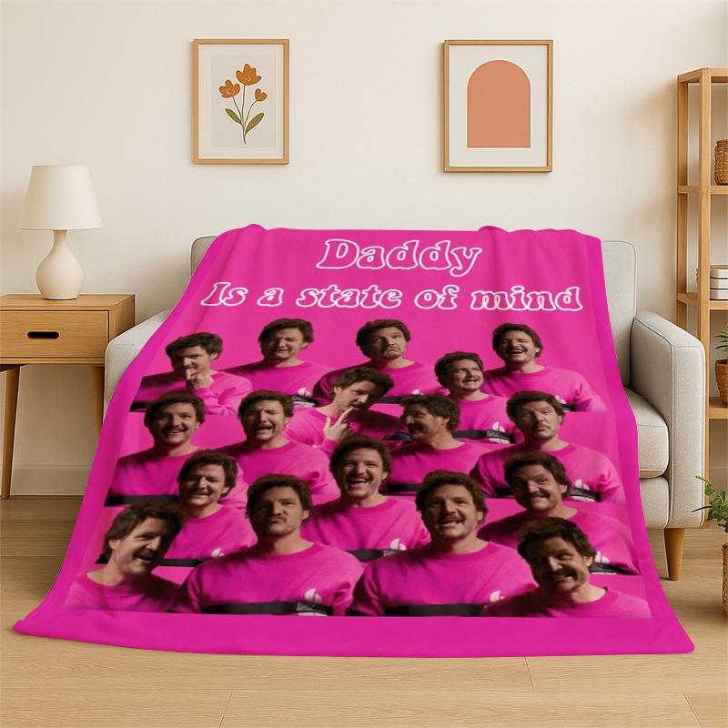 Fashion Pedro Pascal Star Flannel Blanket Soft Warm Throw Blanket for Bedroom Living Room Bed Travel Camping Picnic Gift Kids