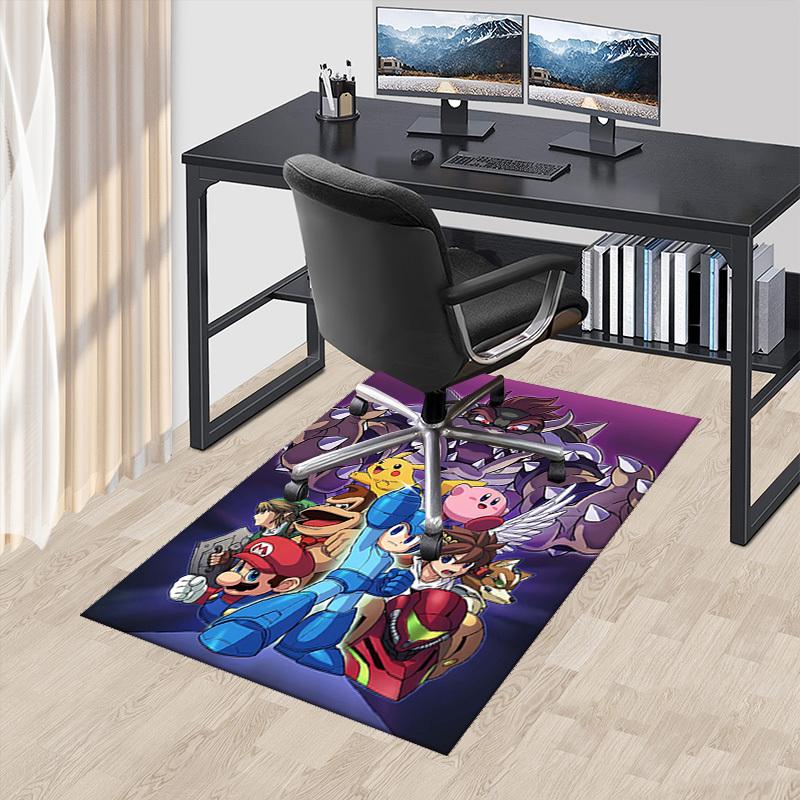 

1pc Mario, Pikachu, Kirby, Mega Man, Donkey Kong, Link, Samus Aran Chair Mat, Office Rug - Non-Slip Carpet for Home Decor, Living Room, Bedroom, Game 60cm by 90cm