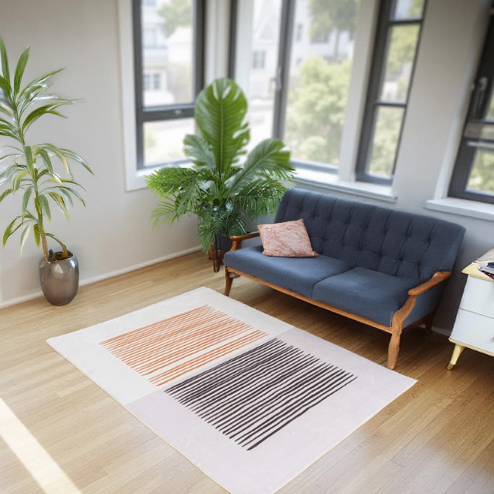 Dywan NOVO Strado nowoczesny do salonu delikatny beżowy wzór velvet Piaskowe Linie 120x170 cm