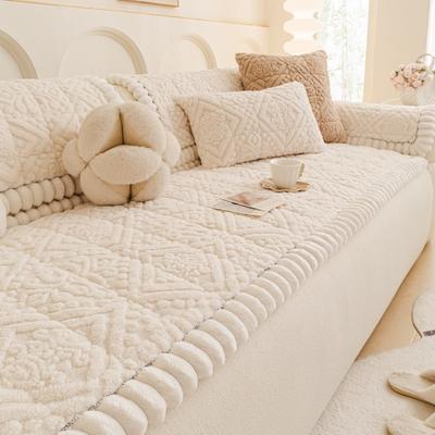 1PC Thick Plush Sofa Covers Universal Anti Slip Couch Cushion Pad Winter Warm Cream Style Sofa Couch Slipcovers for Living Room