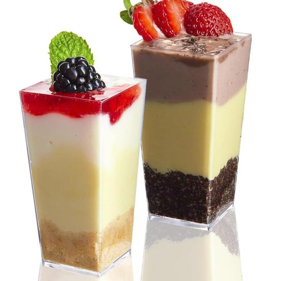 10Pcs Reusable Dessert Cups with Lids Clear Plastic Mousse Cups for Pudding Cheesecake Stackable Dessert Bowls for Parties Events