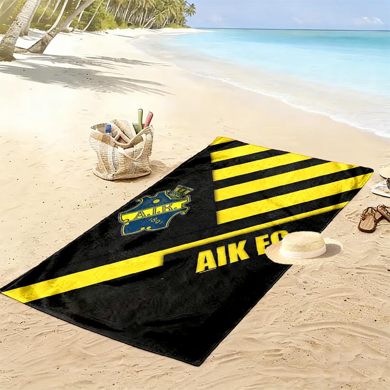 AIK Football Print Beach Towel, Large Soft Quick Dry Towel for Beach Camping Swimming
