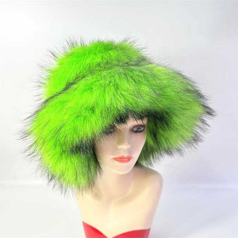 Chapeau cloche de pêcheur Chaud Fausse fourrure Fourrure de raton laveur Épaissi Automne et Hiver