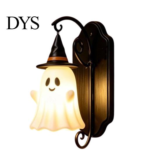 Autumn Wall Ornament Cute Ghost Light, Wizard Hat Lamp, Decorative Night Light for Kids Mount Lamp Halloween Home Hallway Entrance Bedroom Decor