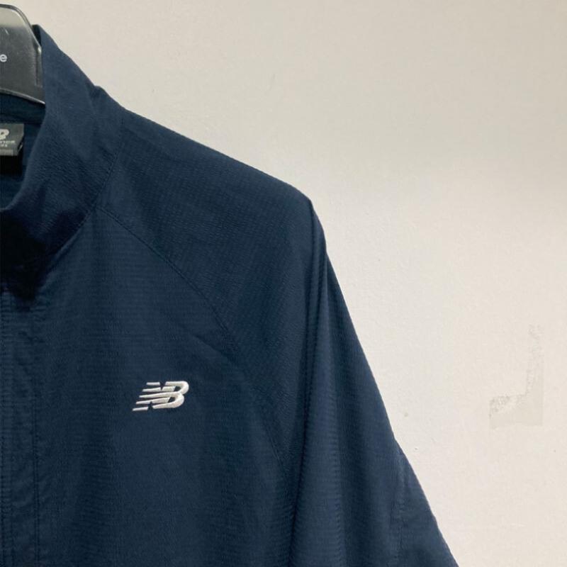 New Balance Summer Seersucker Stand Neck Windbreaker Nbnaf31713 Navy