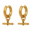 Yori Minimalist Simple OT Pendant Hoop Earrings for Women Daily Stainless Steel Versatile Premium Jewelry Party Gift