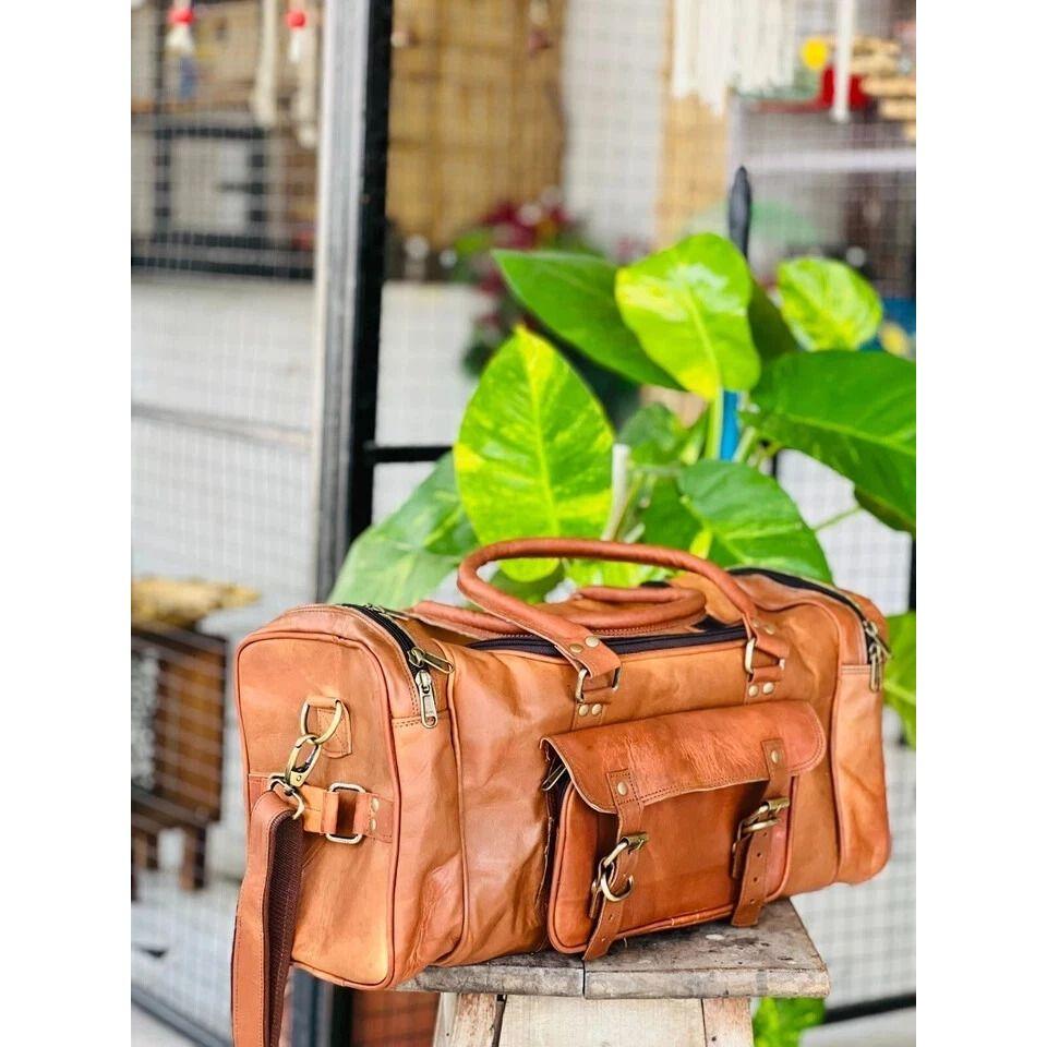 Classico Leather Travel Duffel Genuine Gym Luggage Brown Overnight Men Vintage