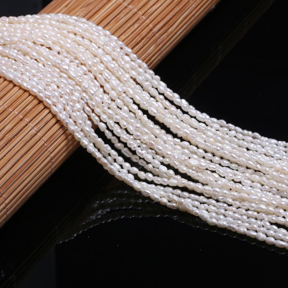 1String, AA Natural Pearl, Handmade Rice Shape Pearl Beads, 2-2.3mm, for DIY Necklace Bracelet Anklet Accessories, Jewelry Making 36cm