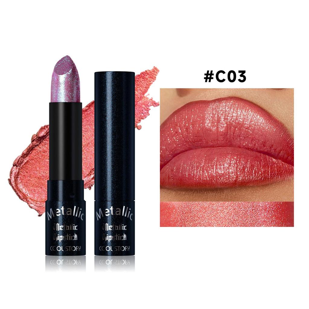 Rossetto Glitter Fine 15 Colori Rosso Nero Perlato Tinta Labbra Impermeabile Non Appiccicoso Lunga Durata Facile da Colorare Rossetto Diamante