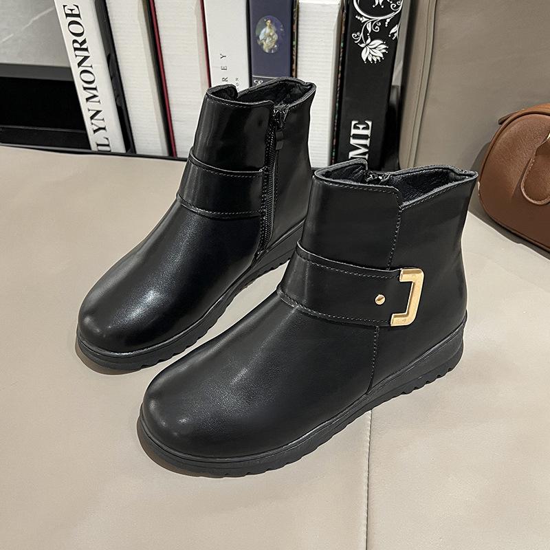 

Большой размер обувь для мамы зимние хлопковые туфли бархатная плоская подошва нескользящие теплые пожилые короткие сапоги обувь для женщин среднего и пожилого возраста модные сапоги 42 чёрный