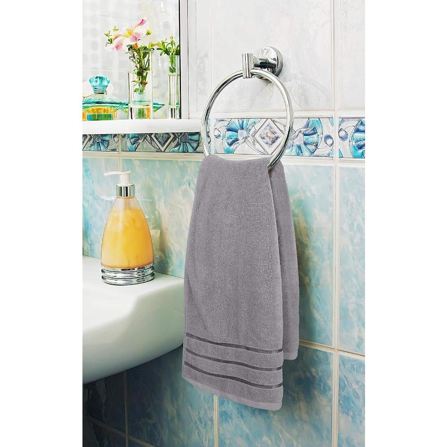 8 Piece Luxury Towel Set for Bathroom: 2 Bath Towels 2 Hand Towels and 4 Wash Cloths Made from 600 GSM Ring Spun Cotton with Ab