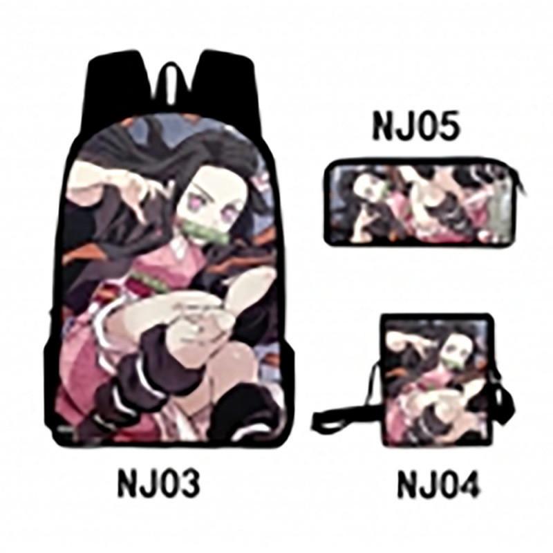 Demon Slayer Kimetsu No Yaiba Backpack Set With Breathable Polyester For School And Travel