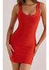 French Retro Sleeveless Knit Mini Dress - Sweet, Elastic Waistband, Pure Color for Women