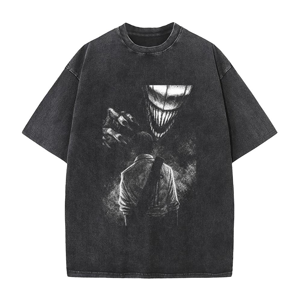 

Harajuku Anime Jujutsu Kaisen T Shirt Okkotsu Yuta Vintage Washed T-shirt Summer Short Sleeve Pure Cotton Tees Tops Men Clothing S чёрный