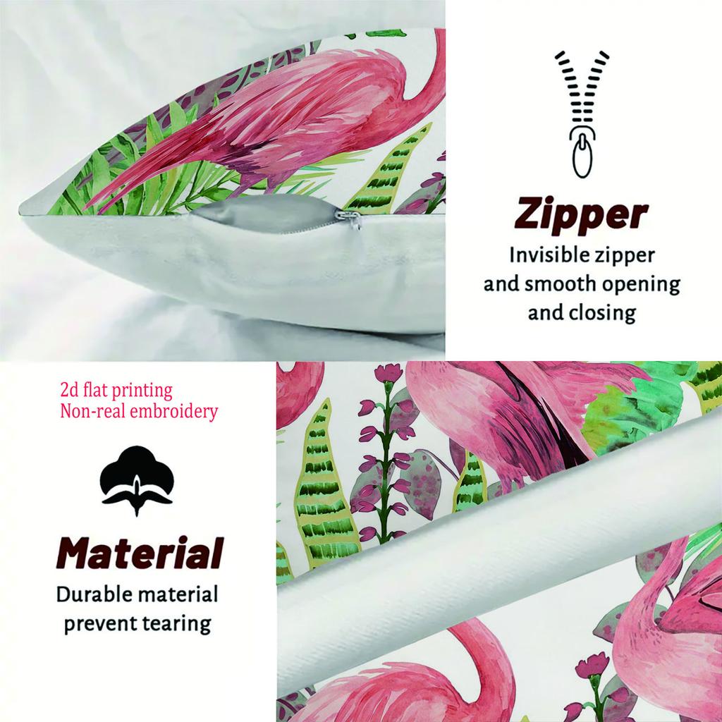 1/4pcs Tropical Flamingo Palm Leaf Watercolor Throw Pillow Covers Decorative Jungle Botanical Cushion Cases for Home
