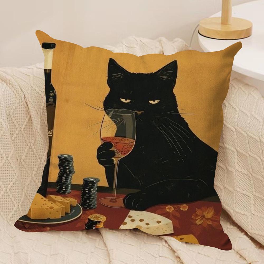 Schwarze Katze Kissenbezug Ultraweiches Hautfreundliches Gewebe Wolkenartiger Komfort Verdeckter Reißverschluss