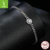 Simple Round 50-Point Moissanite Bracelet, Men'S And Women'S Trend S925 Silver Bracelet Jewelry