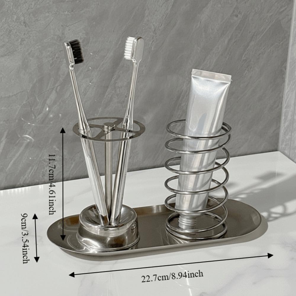 Toothpaste Rack+Toothbrush Shelf+Pallet Stainless Steel Toothpaste Squeezer Toilet