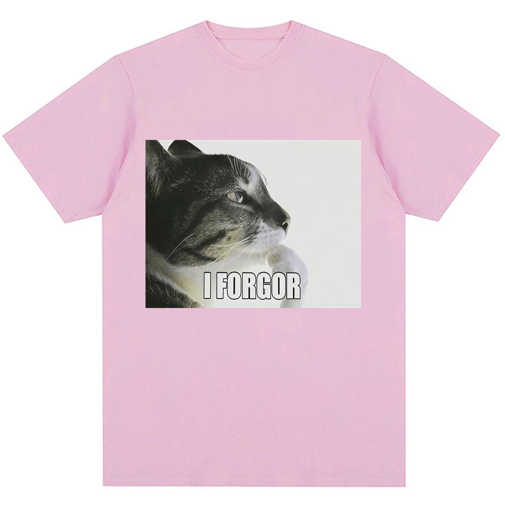 I Forgor Funny Cat Meme Graphic T-shirt Men Women Trendy Humor Vintage T Shirts Oversized Cotton Casual T Shirt Streetwear Gifts