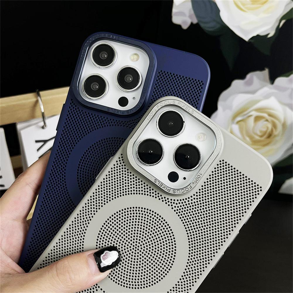 For Magsafe Magnetic Heat Dissipated Phone Case For iPhone 16 15 Pro Max 14 Plus 13 12 11 Lens Protect Breathable Cover