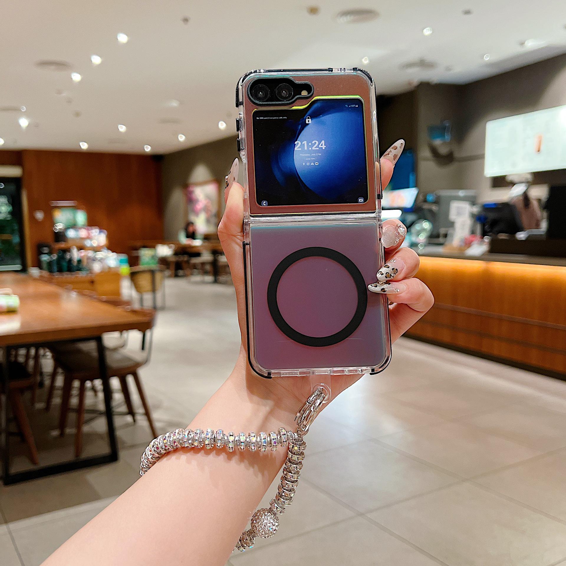 Samsung Z Flip 7 Chameleon Magnetic Case with Diamond Lanyard Flip 6 Full