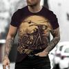 Men's Halloween Sports T-shirt 3D Neutral Skull Print Round Neck Short Sleeved Casual, Comfortable and Fashionable Top