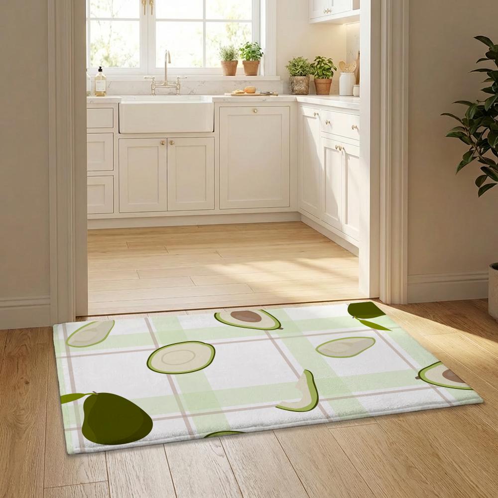 Avocado Muster Fußmatte Flanell Türvorleger Rutschfest Schlafzimmer Wohnzimmer Heimdekoration