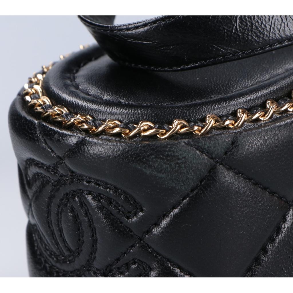 Chanel G46613 CC Logos Matelassé/Kette Plateau Sandalen Schuhe 37 1/2C Schwarz / goldGebraucht